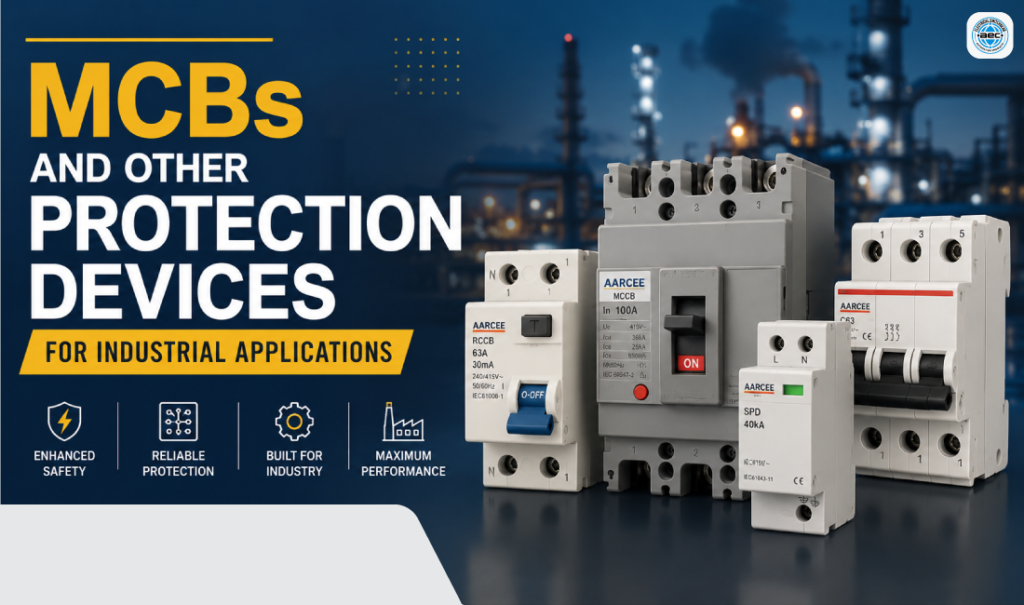 MCBs and other protection devices for industrial applications including MCCB, RCCB and SPD