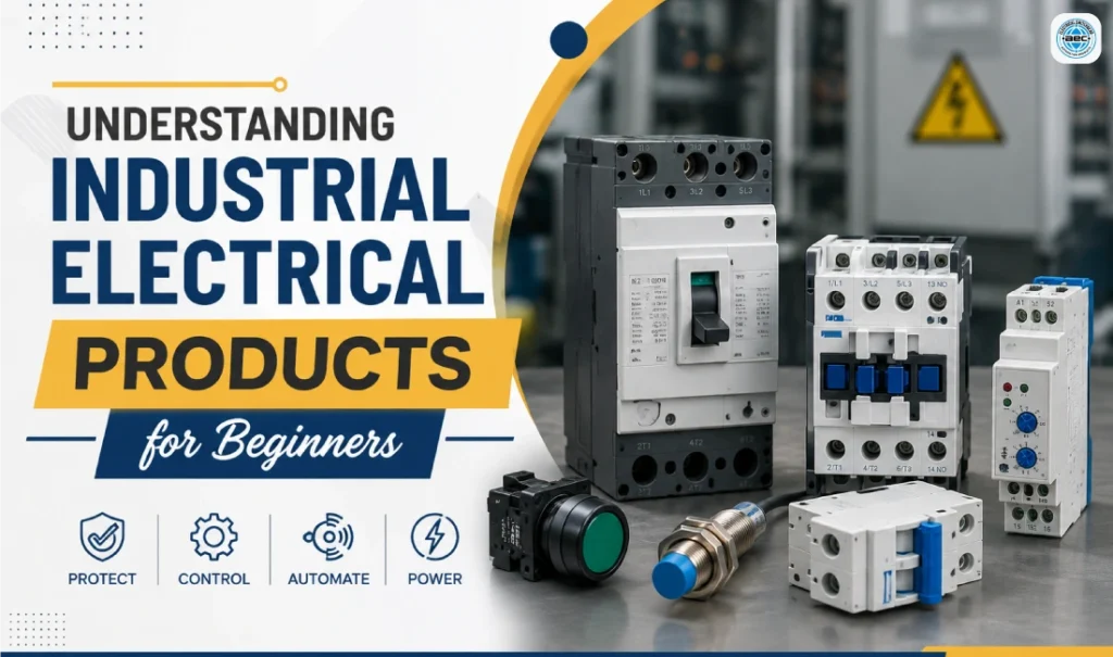 Industrial electrical products including circuit breakers, contactors, relays and sensors for beginners