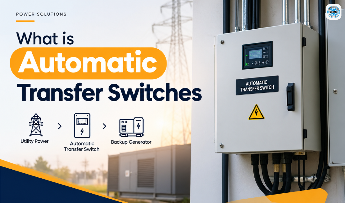 Automatic Transfer Switch panel for backup generator power and electrical supply